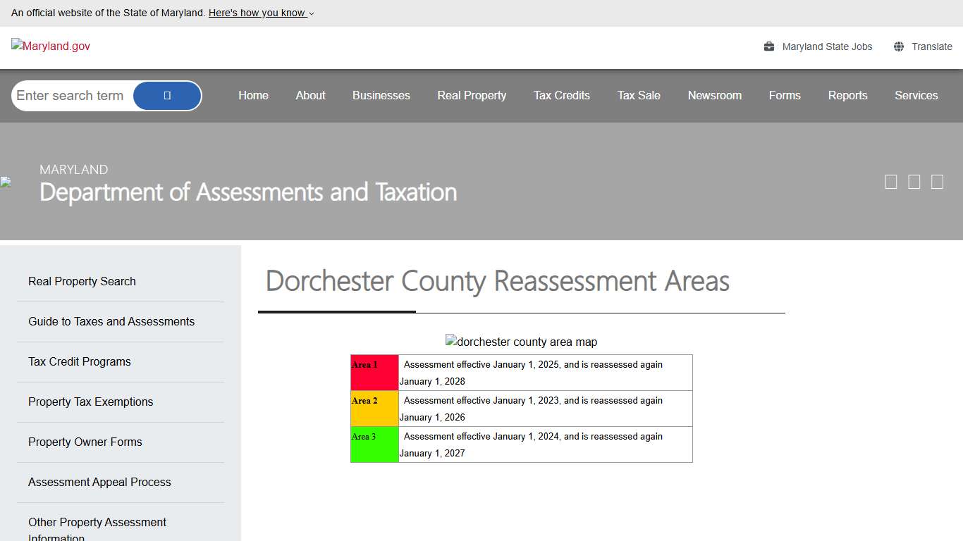 Dorchester County Reassessment Areas