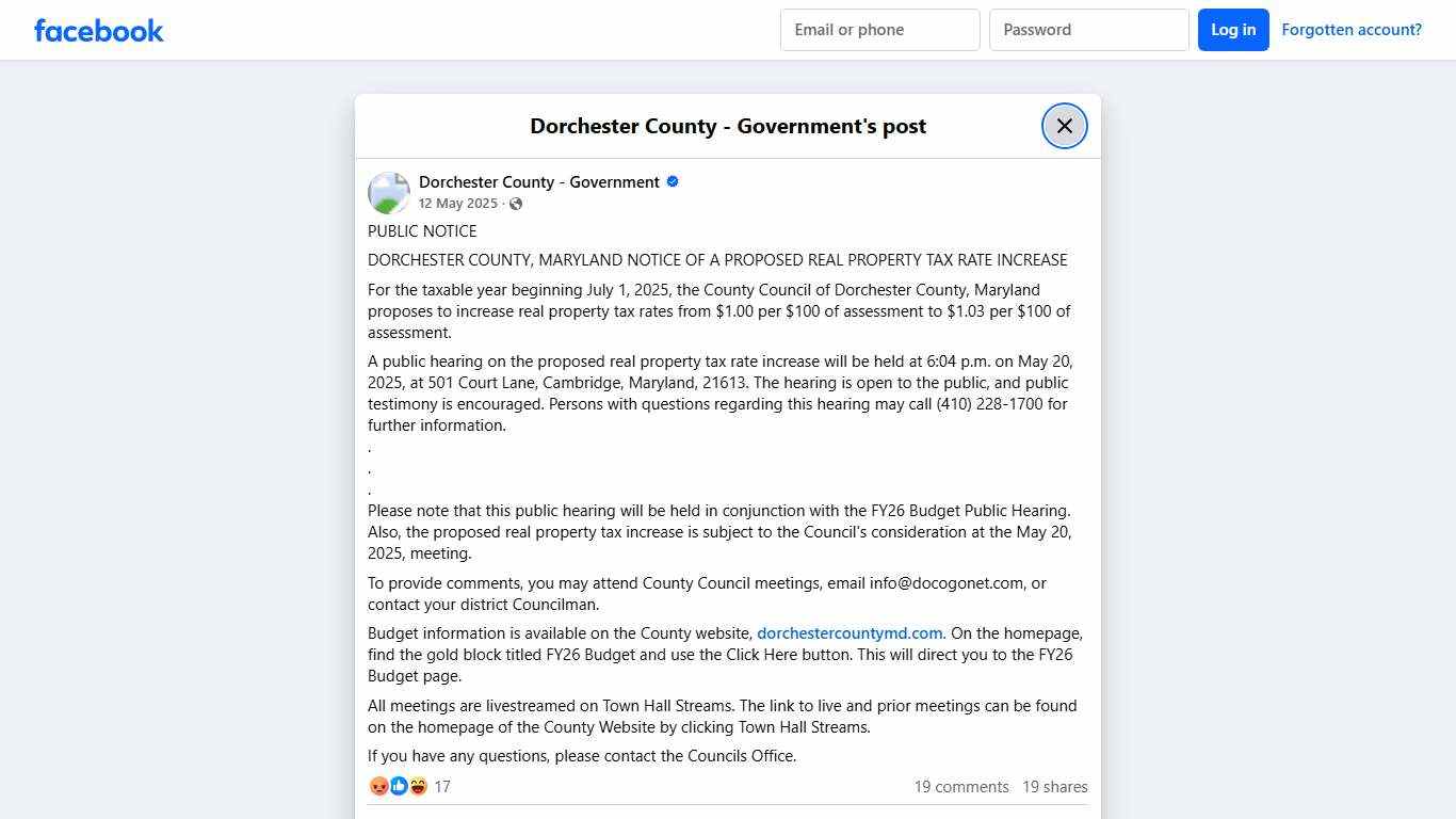 PUBLIC NOTICE DORCHESTER... - Dorchester County - Government Facebook